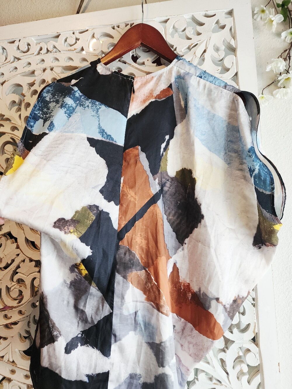 COS PRINTED ASYMMETRIC BLOUSE ONE SHOULDER WOMENS SIZE 4 - Picture 13 of 15